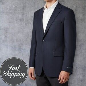 Joseph Abboud Mens Blazer 44S Stretch Wool Sport Coat 2-Button Jacket Navy Blue